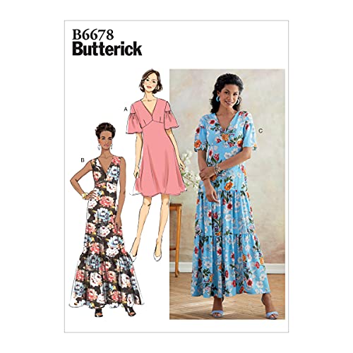 Butterick B6678A5 Easy Damen ungefüttertes Schienbein- und Knielanges Kleid, Schnittmuster, Größen 34-42, Weiß Butterick B6678A5 Easy Damen ungefüttertes Schienbein- und Knielanges Kleid, Schnittmuster, Größen 34-42, Weiß von Butterick