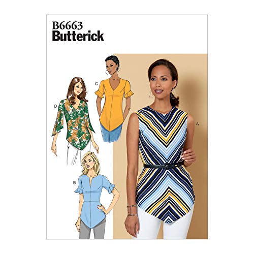 Butterick Easy to Sew Damen Schnittmuster B6663E5 Halb taillierte Bluse Größen 42-50, Weiß von Butterick