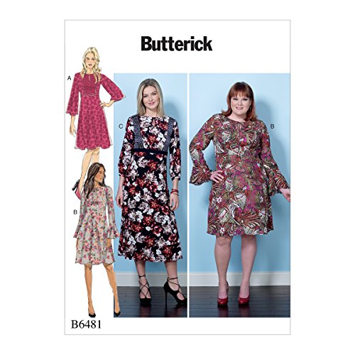 Butterick Patterns 6481 RR Misses/Damen Kleid Schnittmuster, mehrfarbig, Größen 18 W – 24 W von Butterick
