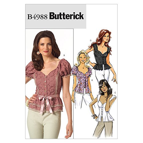 Butterick Patterns B4988 Damenoberteil, Größe AA (34-38-40) von Butterick