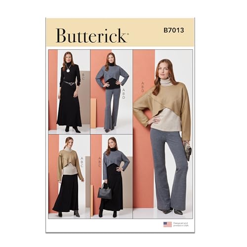 Butterick Schnittmuster B7013A Strick-Tops, Rock und Hosen für Damen, Größe XS, S, M, L, XL, XXL von Butterick