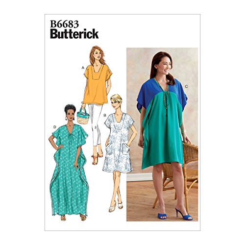 Butterick Schnittmuster Easy Damen Tunika und Kaftan Schnittmuster B6683Y weiß Gr. 32-42 von Butterick