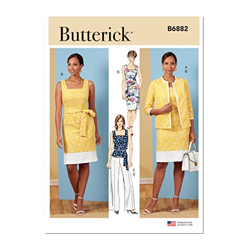 Butterick Schnittmuster-Set für Damen, Jacke, Schärpe, Oberteil, Hose und Kleid, Designcode B6882, Größen 36-38-40-44 von Butterick