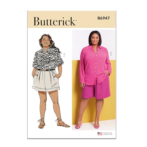 Butterick Schnittmuster-Set für Damen mit taillierten Hemden und plissierten Shorts, Designcode B6947, Größen 20W-22W-24W-26W-28W von Butterick