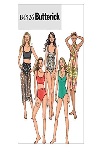 Butterick Patterns B4526 Size EE 14-16-18-20 Misses Swimsuit and Wrap, Pack of 1, White von Butterick Patterns