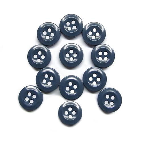 ButtonMode Industrielle Hemdknöpfe, US-Militär-Spezifikation, 20 Ligne, Stil 29, Typ I, Klasse 1 oder D, passend für Werkstatt- und Arbeitshemden der Klasse A, B, C, Maße: 13 mm, blauer Denim, 12 von ButtonMode