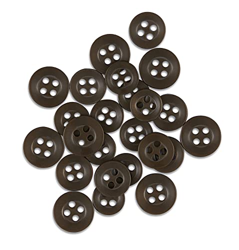 ButtonMode Standard-Hemdknöpfe, 22-teiliges Set enthält 8 Knöpfe vorne (11 mm), 7 Ärmelknöpfe (10 mm) und 7 Kragenknöpfe (9 mm), Braun wn Dark, 2 2 Tasten von ButtonMode