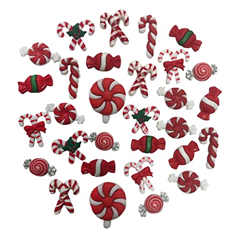Buttons Galore Bastelknöpfe, Zuckerstange, Rot, 50 Stück von Buttons Galore