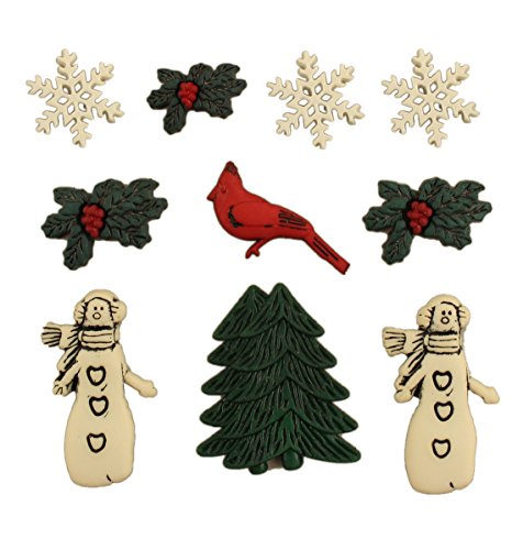 Buttons Galore Knöpfe zum Basteln mit weihnachtlichen Ländern, Kunststoff, Mehrfarbig, 1x7.5x10 cm, 6 von Buttons Galore
