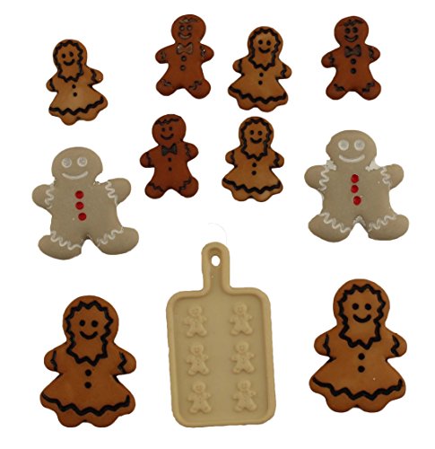 Buttons Galore Tasten Fülle, Gingerbread Cookies Neuheit Craft Tasten, Kunststoff, Mehrfarbig, 6 Stück von Buttons Galore