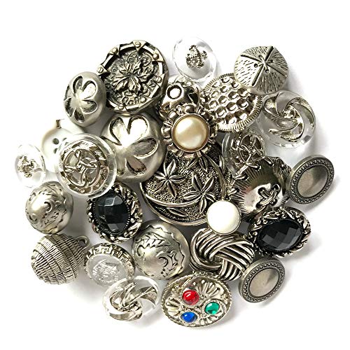 Buttons Galore Kurzwaren Vintage Style Knöpfe, 100 g, Silber von Buttons Galore