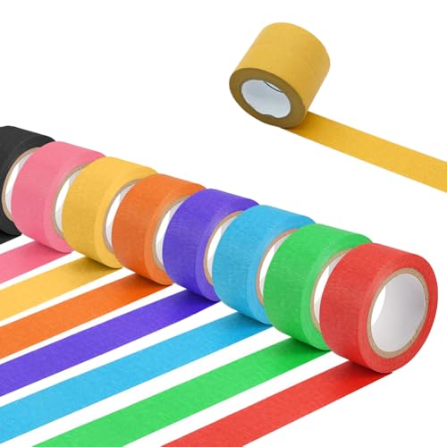 9 Rollen Masking Painters Tape Tape Set, Beschreibbare Abdeckband Buntes, Regenbogen Farbig Masking Tape, Kreppband Bunt 15mmx13m, DIY Handwerk Papier Dekrativer Klebeband Bastelband für Kinder von Butyeak