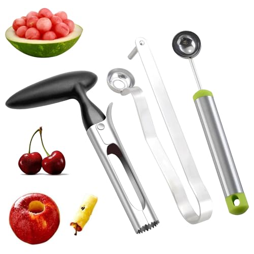 Obst Werkzeug Set, Premium Apfelentkerner, Kirschkernentferner, 3 Stüc Kugelausstecher aus Edelstahl, Apfelentkerner, Wird für Birnen, Wassermelonen, Weißdorn Verwendet, Obst Dekoratio Obst Werkzeug Set, Premium Apfelentkerner, Kirschkernentferner, 3 Stüc Kugelausstecher aus Edelstahl, Apfelentkerner, Wird für Birnen, Wassermelonen, Weißdorn Verwendet, Obst Dekoratio von Butyeak