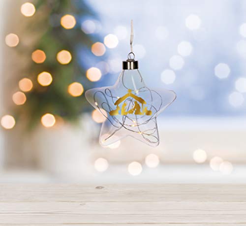 Butzon & Bercker Glasstern mit LED-Lichterkette - Krippe 12 x 12 cm von Butzon & Bercker