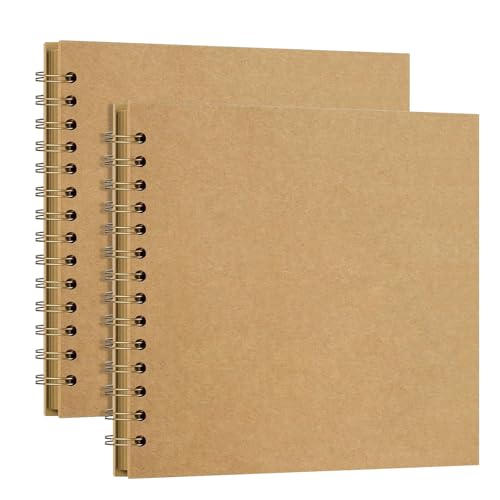 2 Pcs Fotoalbum zum Selbstgestalten und Einkleben, 20 Seiten Scrapbook DIY Spiralalbum, Gästebuch, zum Einkleben für Familien, Baby, Hochzeit, Jahrestag, Geburtstags Scrapbook Set (Braun 2-Pack) von Buwico