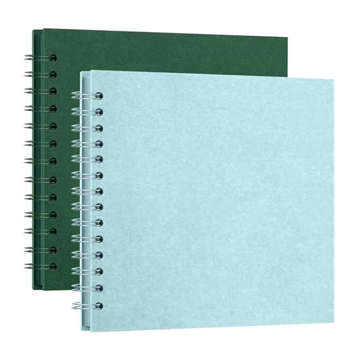 2 Pcs Fotoalbum zum Selbstgestalten und Einkleben, 20 Seiten Scrapbook DIY Spiralalbum, Gästebuch, zum Einkleben für Familien, Baby, Hochzeit, Jahrestag, Geburtstags Scrapbook Set (Grün+Blau) von Buwico