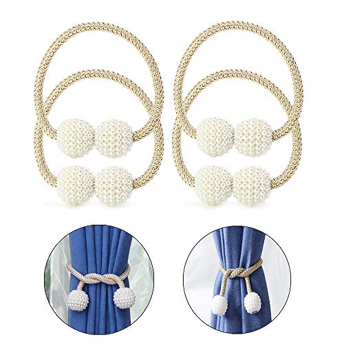 BuxiuGK 4 Stück Magnetische Vorhang Raffhalter,Perle Kugel Vorhang Clips Seil für Hause Büro Hotel Fensterdekoration,Beige BuxiuGK 4 Stück Magnetische Vorhang Raffhalter,Perle Kugel Vorhang Clips Seil für Hause Büro Hotel Fensterdekoration,Beige von BuxiuGK