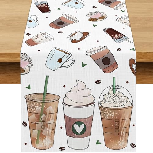 Buxiuer Kaffee-Party-Dekorationen, Tischläufer mit Aufschrift "A Baby is Brewing", für Babyparty, Latte, Spaß, Kaffee, Geburtstagsparty, Zimmer, Zuhause, Küche, Insel von Buxiuer