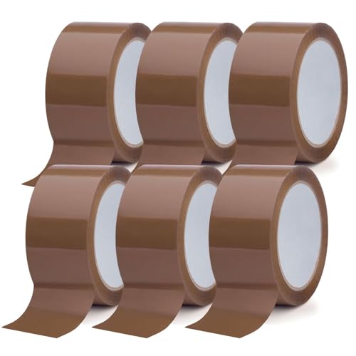 Buy Safe - Klebeband für Pakete mit sofortiger und dauerhafter Haftung, robust und leise, Verpackungsband für Umzug und Versand, Packung mit 6 Rollen, 50 mm x 66 m, Havanna von Buy Safe