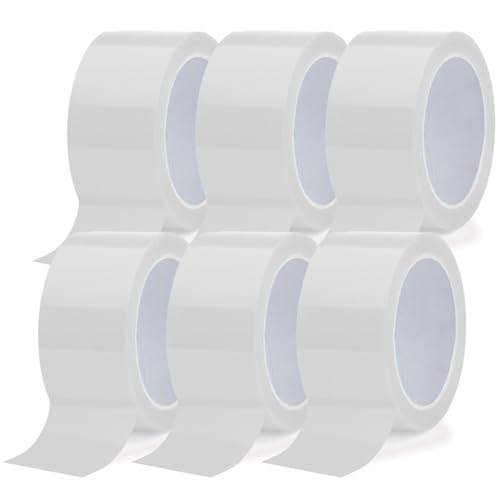 Buy Safe - Klebeband für Pakete mit sofortiger und dauerhafter Haftung, robust und leise, Verpackungsband für Umzug und Versand, Packung mit 6 Rollen, 50 mm x 66 m, Weiß von Buy Safe