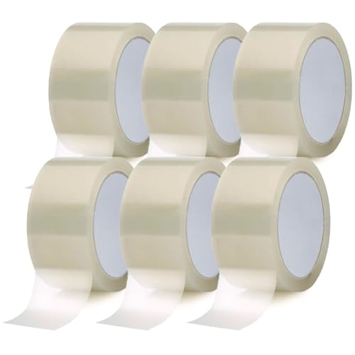 Buy Safe - Transparentes Klebeband für Verpackung, sofortige und dauerhafte Haftung, starkes und leises Paketklebeband für Versand und Umzug, Packung mit 6 Rollen, 50 mm x 66 m von Buy Safe