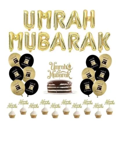 Umrah Mubarak Deko, Dekorations Set, Folienballons, cake topper, cupcake topper, Ballons von Buy by Brothers