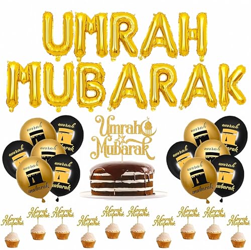 Umrah Mubarak Deko, Dekorations Set, Folienballons, cake topper, cupcake topper, Ballons von Buy by Brothers