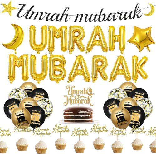 Umrah Mubarak Deko, Dekorations Set, Folienballons, cake topper, cupcake topper, Ballons (Umrah XL) von Buy by Brothers