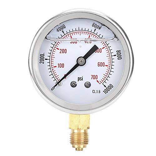 BuyWeek Öldruckmesser, 0-700bar Manometer 0-10000psi Öleinspritzdruckmesser 1/4BSP Gewinde Öldruckmessgerät von BuyWeek