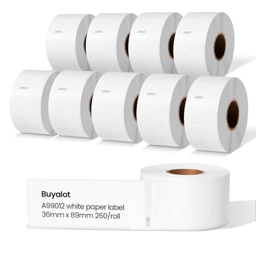 Buyalot 10 Rollen Kompatibel mit Dymo 99012 Etiketten (36x89mm), S0722400, für LabelWriter 450/4XL/400/Twin Turbo/Duo, 260/ Rolle von Buyalot