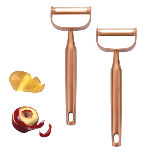Gemüseschäler aus Edelstahl, 2 Stück, mit Kartoffelaugenentferner & schwenkbaren Zwillingsklingen, Y-förmiger Titan-Kartoffelschäler für Obst & Gemüse, spülmaschinenfest - Rosegold Gemüseschäler aus Edelstahl, 2 Stück, mit Kartoffelaugenentferner & schwenkbaren Zwillingsklingen, Y-förmiger Titan-Kartoffelschäler für Obst & Gemüse, spülmaschinenfest - Rosegold von Buyer Star