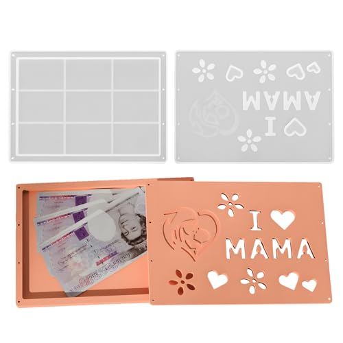 Bvizyelck Mama Silikonform - Silikonformen Für Epoxidharz & Bastelprojekte - Hohlbuchstaben Blumentablett Zubehör Formen Bastelsets Für Küchenkunstprojekte von Bvizyelck