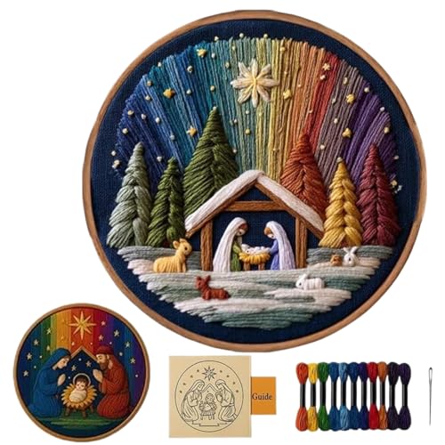 Bvizyelck Weihnachts Stick-Sets Für Erwachsene | Weihnachtliche Stickdekorationen,Stickgarn Set für Einsteiger - Deko Weihnachten Frauen Mädchen von Bvizyelck