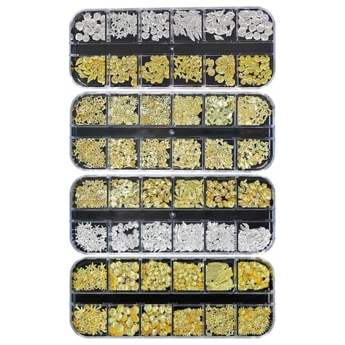 Sommer Muschel Nagelkunst Charms, Gold Strand Ozeannieten Nagelschmuck, Nail art rhinestones, Ozean Thema Nagel Steinchen für Frauen Nagel Ozean (4PC) von Bxjinkele