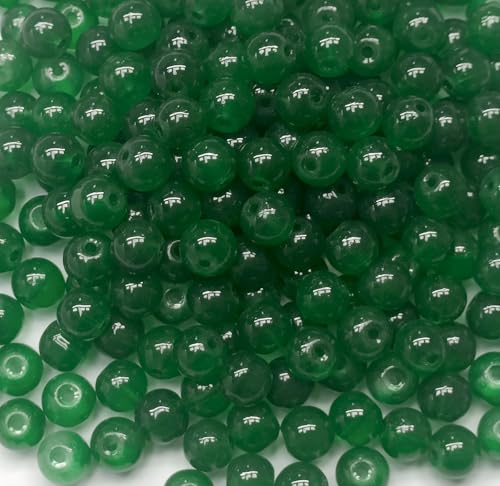Glasperlen, 8 mm, Glasperlen für Armbänder, Halsketten, Schmuckherstellung, Basteln, Dunkelgrün, 200 Stück Glasperlen, 8 mm, Glasperlen für Armbänder, Halsketten, Schmuckherstellung, Basteln, Dunkelgrün, 200 Stück von Bxwoum