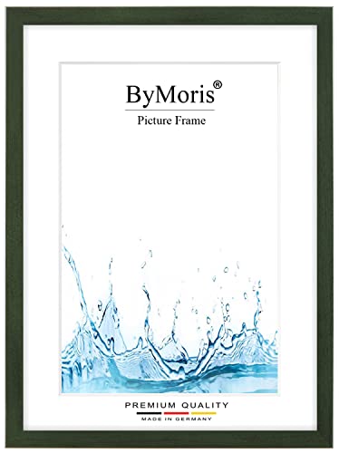 ByMoris Bilderrahmen nach Maß 11 x 17 cm in Grün gewischt mit Antireflex-Acrylglas, Poster Puzzle Portrait Foto Holz Rahmen von ByMoris