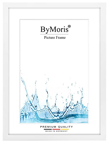 ByMoris Bilderrahmen nach Maß 12 x 16 cm in Weiss Matt mit Antireflex-Acrylglas, Poster Puzzle Portrait Foto Holz Rahmen von ByMoris