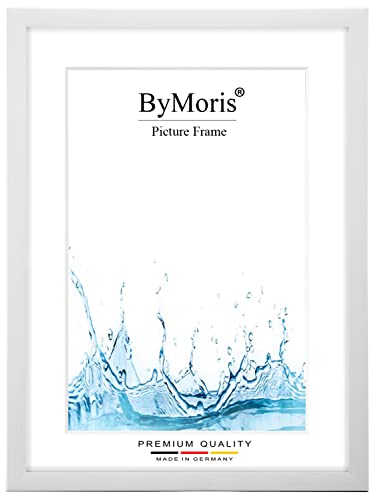 ByMoris Bilderrahmen nach Maß 30 x 46 cm in Kiefer Weiss mit Antireflex-Acrylglas, Poster Puzzle Portrait Foto Holz Rahmen von ByMoris