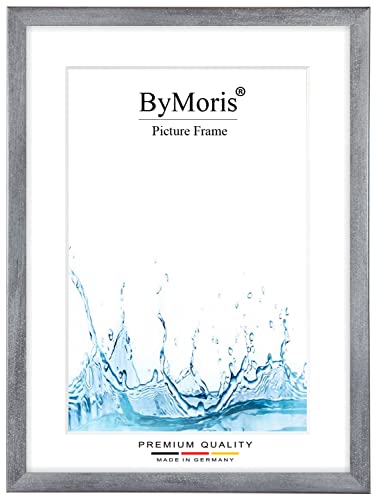 ByMoris Bilderrahmen nach Maß 31 x 46 cm in Grau gewischt mit Antireflex-Acrylglas, Poster Puzzle Portrait Foto Holz Rahmen von ByMoris