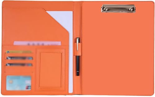 ByNGSDCC Portfolio-Ordner Konferenzmappe A4, A4-Leder, Multifunktionsmappe, Business Office, Dateimanager for Büroarbeiten(Orange) von ByNGSDCC