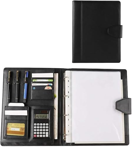 ByNGSDCC Portfolio-Ordner Konferenzmappe A4, PU-Ledermappe A4, Multifunktionsordner, speziell for professionelle Meetings und Interviews, Taschen for die Büroarbeit(Black) von ByNGSDCC