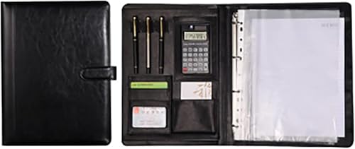 ByNGSDCC Portfolio-Ordner Konferenzmappe A4 A4 Multifunktionsmappe Leder Business Manager Mappe for Büroarbeiten(Black) von ByNGSDCC