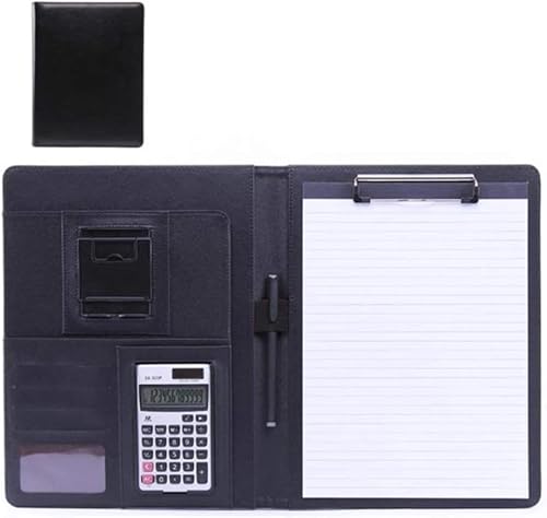 ByNGSDCC Portfolio-Ordner Konferenzmappe A4 Herren und Damen Leder Businessmappe for Dokumente und Notizblöcke Taschen for die Büroarbeit(Black) von ByNGSDCC