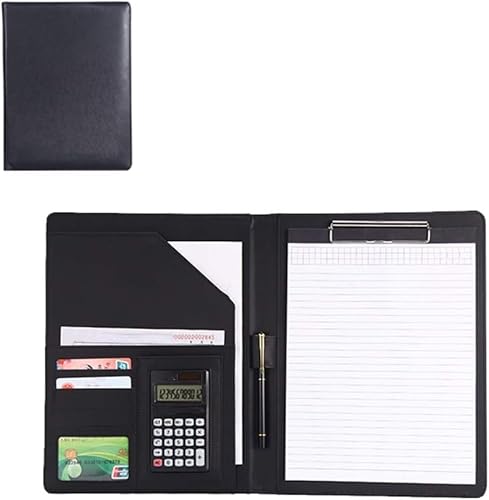 ByNGSDCC Portfolio-Ordner Konferenzmappe A4 Unisex Aktentasche Business Meeting Aktentasche Aufbewahrungstasche Ordner Multifunktionale Ledermappe Geschäftsmappe Taschen for Büroarbeit(Black) von ByNGSDCC