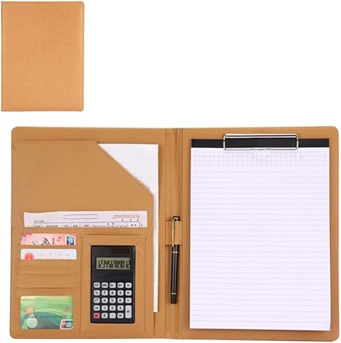 ByNGSDCC Portfolio-Ordner Konferenzmappe A4 Unisex Aktentasche Business Meeting Aktentasche Aufbewahrungstasche Ordner Multifunktionale Ledermappe Geschäftsmappe Taschen for Büroarbeit(Gold) von ByNGSDCC