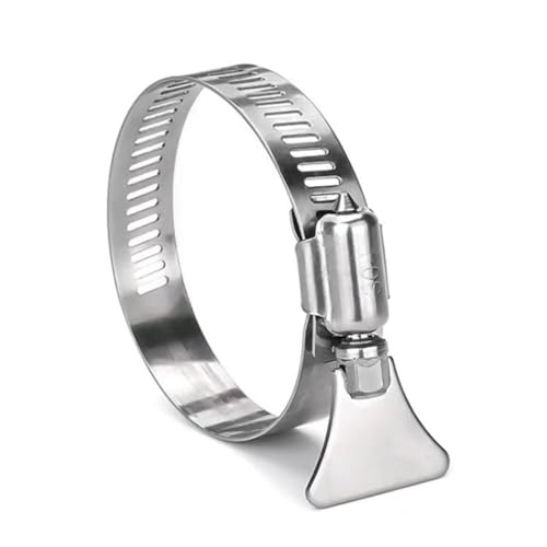 ByNGSDCC Schlauchschellen Klemmringe, 304 Edelstahl 2/5/10 Stück Rohrschelle Trachea-Klemme Feste Verriegelungsklemme mit Griff Halsreifen Handdrehrohr,(8 12mm 10pcs) von ByNGSDCC