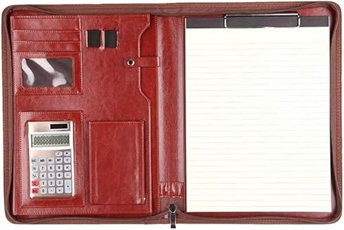Portfolio-Ordner Konferenzmappe, A4, Aktentasche aus Leder, Business Manager, A4-Ordner, Reißverschlusstasche, konzipiert for professionelle Meetings und Interviews, Taschen for die Büroarbeit(Brown) von ByNGSDCC