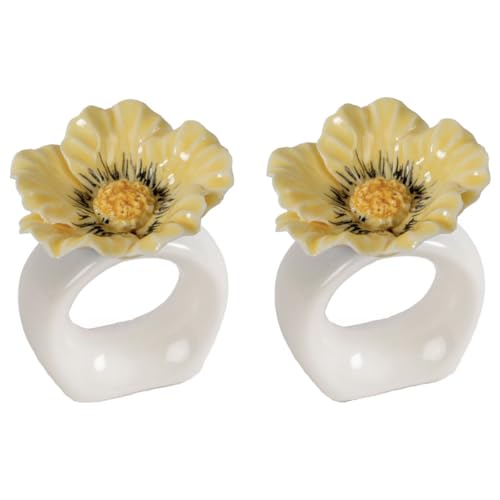 ByON Poppy Serviettenringe – 2er-Set – Blumenförmiges Design aus handbemaltem Porzellan – Dekorative Tischdeko – Farbe: Beige, 5260919903 ByON Poppy Serviettenringe – 2er-Set – Blumenförmiges Design aus handbemaltem Porzellan – Dekorative Tischdeko – Farbe: Beige, 5260919903 von ByON