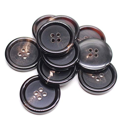 YaHoGa 10 Stück 25mm Braune Knöpfe ECHT Horn Knöpfe für anzüge jacken mäntel uniform (Braune) von YaHoGa