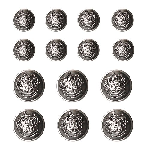 ByaHoGa 14 Stück Altsilber Kunststoff Knöpfe 20mm 15mm Metallknöpfe für anzüge jacken mäntel uniform (MB20320) von ByaHoGa